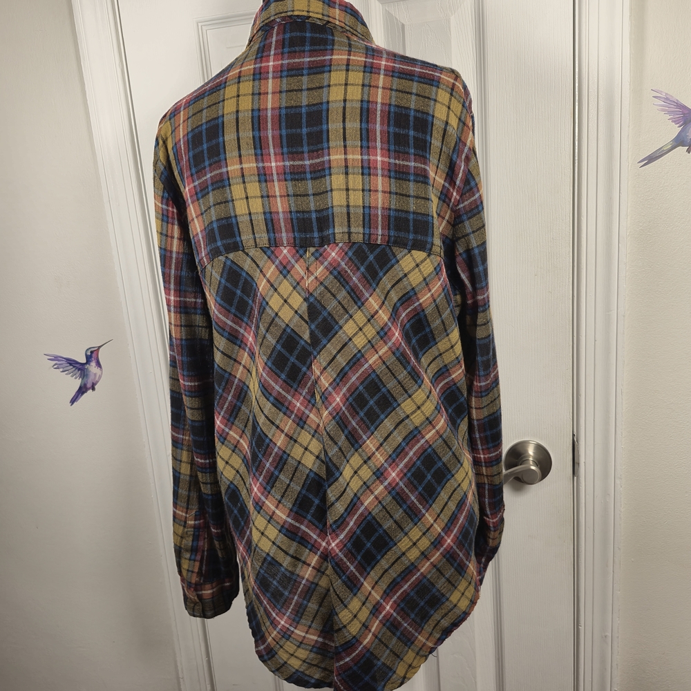 Free People Plaid Flannel Button-Up Shirt Size S - Picture 2 of 7